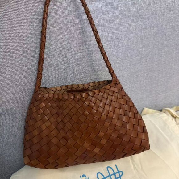 Dragon Diffusion Handbags - Dragon Diffusion Brown Woven Leather Bag w/ Dust Bag – Lightweight & Roomy